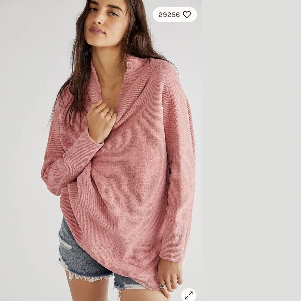 Free People Ottoman Slouchy Pull Over Tunic Pink S